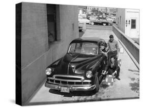 Men with a 1949 Customised Chevrolet, (C1949)-null-Stretched Canvas