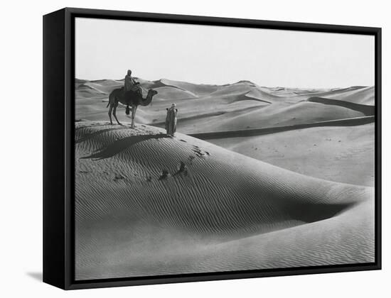 Men with Camel Traveling the Sahara Desert-null-Framed Stretched Canvas