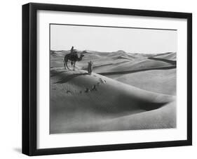 Men with Camel Traveling the Sahara Desert-null-Framed Photographic Print