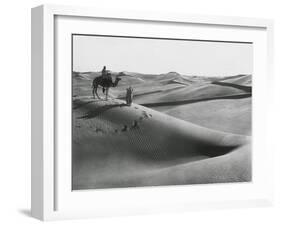 Men with Camel Traveling the Sahara Desert-null-Framed Photographic Print