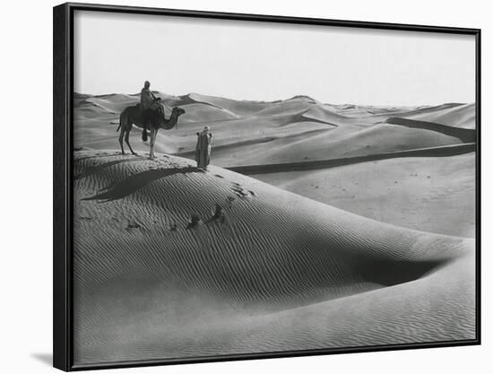 Men with Camel Traveling the Sahara Desert-null-Framed Photographic Print