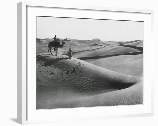 Men with Camel Traveling the Sahara Desert-null-Framed Photographic Print