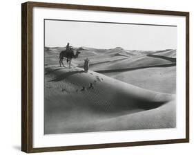 Men with Camel Traveling the Sahara Desert-null-Framed Photographic Print