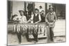 Men with Row of Caught Fish-null-Mounted Art Print