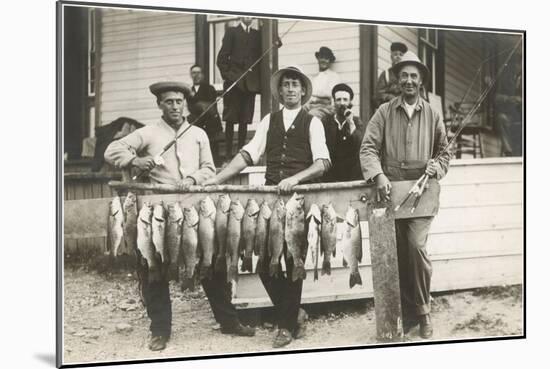 Men with Row of Caught Fish-null-Mounted Art Print