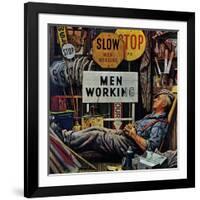 "Men Working," April 12, 1947-Stevan Dohanos-Framed Giclee Print