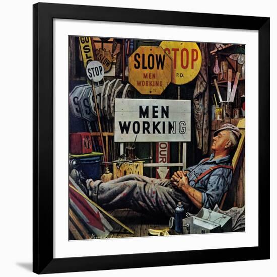 "Men Working," April 12, 1947-Stevan Dohanos-Framed Giclee Print