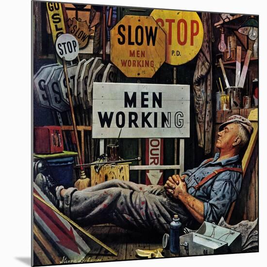 "Men Working," April 12, 1947-Stevan Dohanos-Mounted Giclee Print