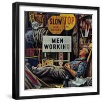 "Men Working," April 12, 1947-Stevan Dohanos-Framed Giclee Print