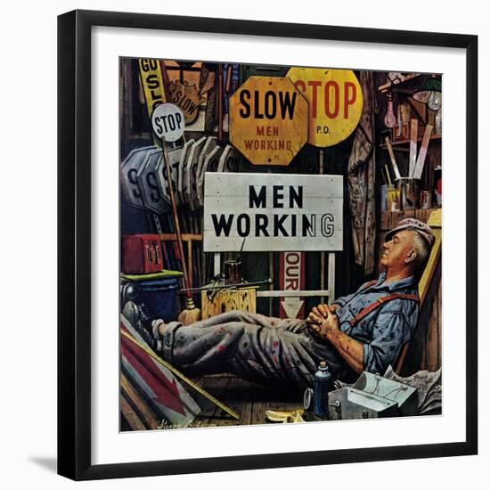 "Men Working," April 12, 1947-Stevan Dohanos-Framed Giclee Print