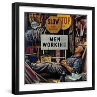 "Men Working," April 12, 1947-Stevan Dohanos-Framed Giclee Print