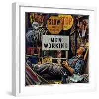 "Men Working," April 12, 1947-Stevan Dohanos-Framed Giclee Print