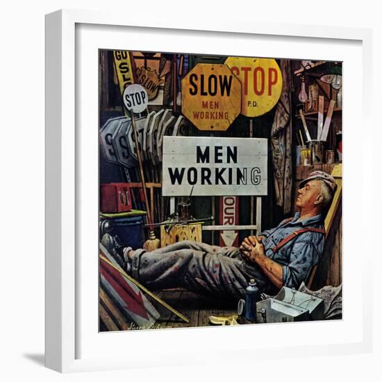 "Men Working," April 12, 1947-Stevan Dohanos-Framed Giclee Print