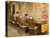 Men working at outdoor internet café, Dubrovnik, Dalmatia, Croatia-Merrill Images-Stretched Canvas