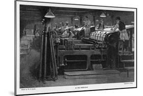 Men Working at Printing Presses Under the Glare of Electric Light-Susan Varley-Mounted Art Print