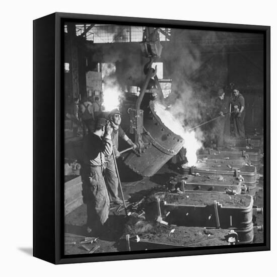 Men Working at the Iron and Steel Mill-Peter Stackpole-Framed Stretched Canvas