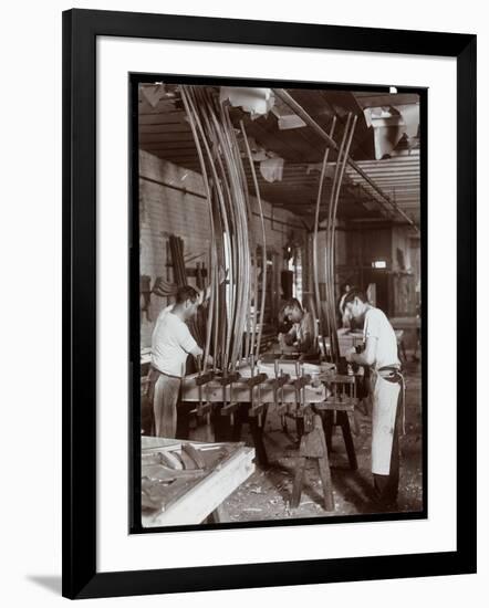 Men Working in a Piano Factory, 1907-Byron Company-Framed Giclee Print