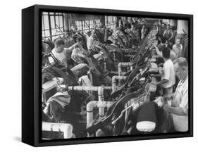 Men Working in Clothing Factory-Ralph Morse-Framed Stretched Canvas