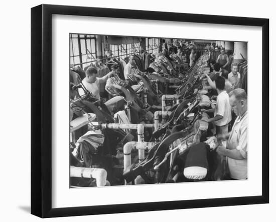 Men Working in Clothing Factory-Ralph Morse-Framed Photographic Print