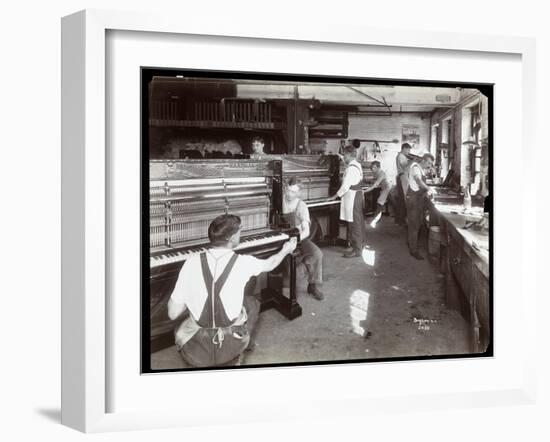 Men Working in the Hardman, Peck and Co. Piano Factory, New York, 1907-Byron Company-Framed Giclee Print