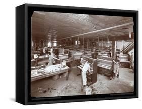 Men Working in the Harrington Piano Co. Factory, 1907-Byron Company-Framed Stretched Canvas