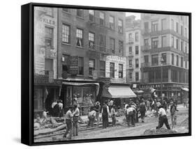 Men Working on Canal Street-null-Framed Stretched Canvas