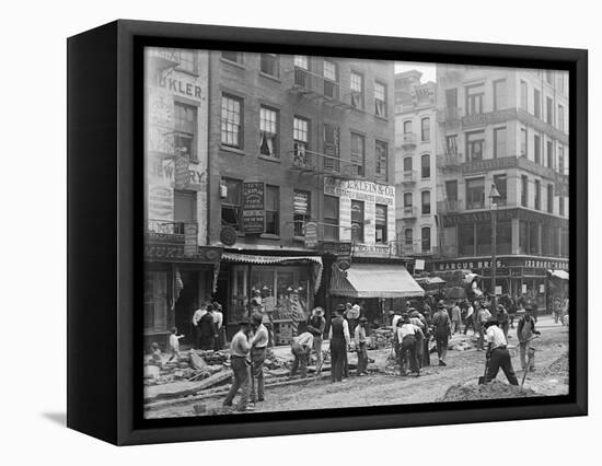 Men Working on Canal Street-null-Framed Stretched Canvas