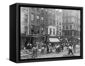 Men Working on Canal Street-null-Framed Stretched Canvas