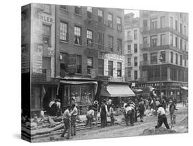 Men Working on Canal Street-null-Stretched Canvas