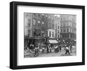 Men Working on Canal Street-null-Framed Photographic Print
