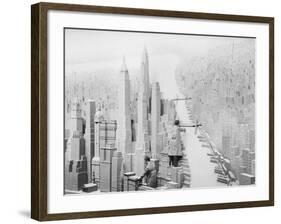 Men Working on Consolidated Edison's Condensation of New York City at the World's Fair, 1939-Margaret Bourke-White-Framed Photographic Print