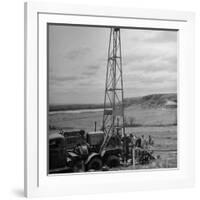 Men Working on Core Drilling Operations at Garrison Dam in the Missouri Valley-null-Framed Photographic Print