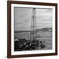 Men Working on Core Drilling Operations at Garrison Dam in the Missouri Valley-null-Framed Photographic Print