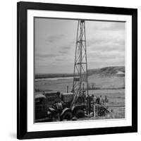 Men Working on Core Drilling Operations at Garrison Dam in the Missouri Valley-null-Framed Photographic Print