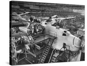 Men Working on Martin Patrol Bomber at Glenn Martin Plant-Myron Davis-Stretched Canvas