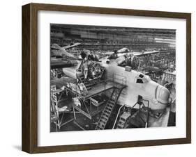 Men Working on Martin Patrol Bomber at Glenn Martin Plant-Myron Davis-Framed Photographic Print