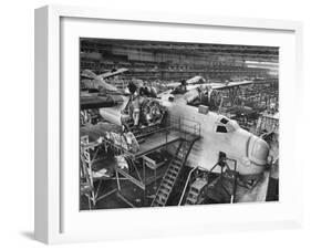 Men Working on Martin Patrol Bomber at Glenn Martin Plant-Myron Davis-Framed Photographic Print