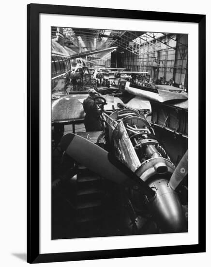 Men Working on Partially Completed Jets at New Vickers Plant-Carl Mydans-Framed Photographic Print