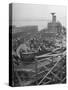 Men Working on the Liberty Ship in the Kaiser Shipyard-Hansel Mieth-Stretched Canvas