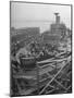 Men Working on the Liberty Ship in the Kaiser Shipyard-Hansel Mieth-Mounted Photographic Print