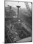 Men Working on the Liberty Ship in the Kaiser Shipyard-Hansel Mieth-Mounted Photographic Print