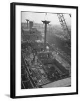 Men Working on the Liberty Ship in the Kaiser Shipyard-Hansel Mieth-Framed Photographic Print