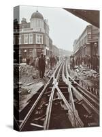 Men Working on Tramline Electricification, Wandsworth, London, 1906-null-Stretched Canvas