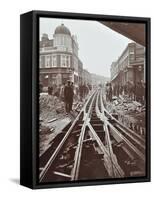 Men Working on Tramline Electricification, Wandsworth, London, 1906-null-Framed Stretched Canvas