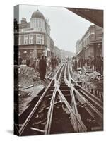 Men Working on Tramline Electricification, Wandsworth, London, 1906-null-Stretched Canvas