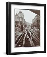 Men Working on Tramline Electricification, Wandsworth, London, 1906-null-Framed Photographic Print