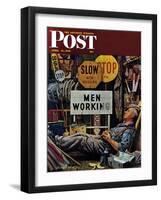 "Men Working," Saturday Evening Post Cover, April 12, 1947-Stevan Dohanos-Framed Giclee Print