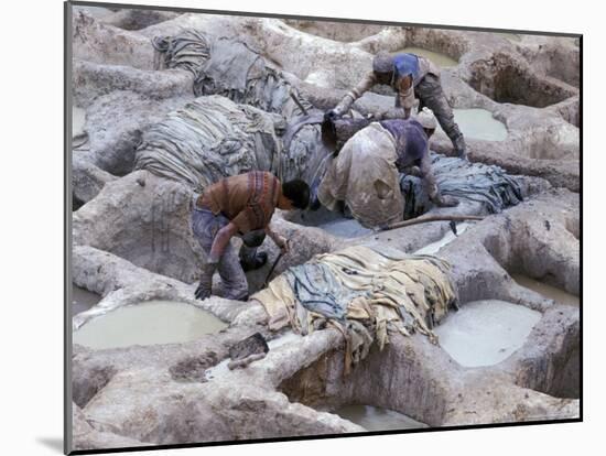Men Working Tannery Vats in the Medina, Fes, Morocco-Merrill Images-Mounted Photographic Print