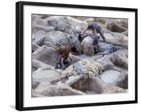 Men Working Tannery Vats in the Medina, Fes, Morocco-Merrill Images-Framed Photographic Print