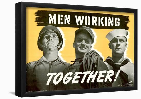 Men Working Together WWII War Propaganda Art Print Poster-null-Framed Poster